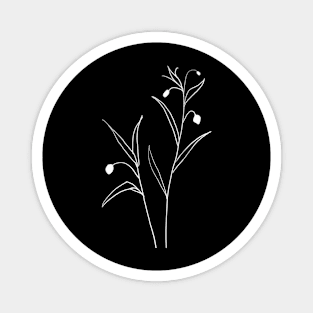 Black and white wild plant botanical outline Sandersonia Magnet